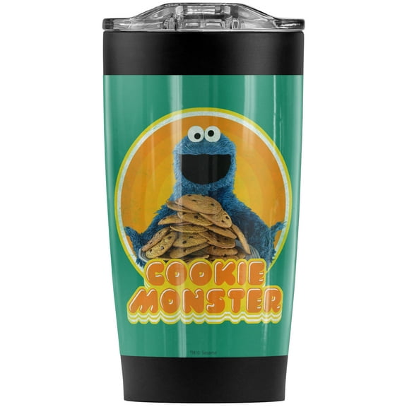 Sesame Street/Cookie Iron On Stainless Steel Tumbler 20 oz Coffee Travel Mug/Cup, Vacuum Insulated & Double Wall with Leakproof Sliding Lid | Great for Hot Drinks and Cold Beverages