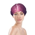 thumbnail image 3 of Kdxio Thunderstorm Violet Purple Print Shower Cap for Women,Elastic and Reusable,Double Waterproof Layers Bathing Hat, 3 of 9