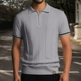 thumbnail image 2 of Business Casual Polo Shirt Mens Short Sleeve Knit T Shirt Soft Stretch Tee Summer Top Light Gray M, 2 of 6