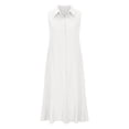 thumbnail image 3 of Birdeem Mode Femmes Printemps/été Robe Décontractée Col en V Unie Bouton Sans Manches, 3 of 7