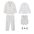 thumbnail image 3 of Boys Wedding Ring Bearer Tuxedo Suit 5 PCS Gentlemen Outfits Blazer Dress Shirts Pants Vest Bowtie Formal Dresswear 13 Years, White, 3 of 6