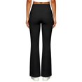 thumbnail image 4 of RUTAYY Women's Flare Pants High Waist Wide Waistband With Pockets Soft Stretch Casual Work Trousers, Black, 4 of 5