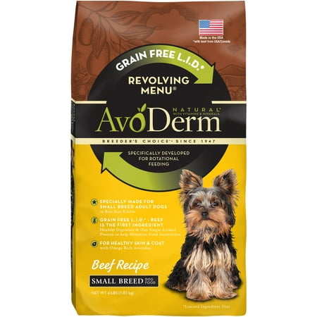 AvoDerm Natural Revolving Beef Recipe Menu for Small Breed Adult Dog Food, 4 lb.