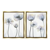 Stupell Industries Modern X-Ray Blooms Botanical & Floral Photography Gold Floater Framed Canvas Art Print Wall Art, 25 x 31, Set of 2