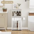 thumbnail image 2 of BYFU Bathroom Storage Cabinet, 4-Tier Small Floor Cabinet Freestanding Organizer with Door and Shelf for Living Room Hallway Kitchen Small Space, White C98, 2 of 3