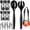 Black-Set of 18, variant on Disposable Plastic Serving Set - 18 Black Utensils 6" Tongs 10' Spoons Forks Buffet & Party Use