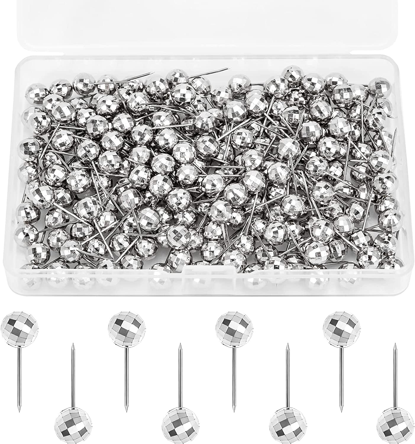 70pcs Silver Metal Flat Head Push Pins: Clear Plastic Head Thumb Tacks For  Wall, Board, Map, Calendar, Home Office