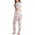thumbnail image 3 of Unique Bargains Women's 2pcs Floral Button Down Pajama Set Nightwear Sleepwear Sets, 3 of 5