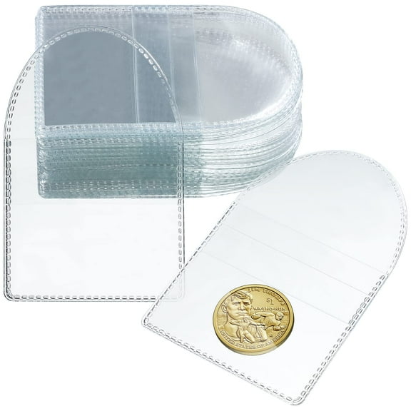 50 Pcs Single Pocket Coin Sleeves Collector Individual Clear Plastic Sleeves Holder Small Plastic Coin Holder Pouch Single Protector for Jewelry Storage(2.4 Inches,Round)