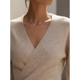 thumbnail image 4 of Cropped V-Neck Tie Waist Long Gigot Sleeve Casual Elegant Sweater For Women,Long Sleeve Tops Knit Pullover Fall Winter Outfit, 4 of 4