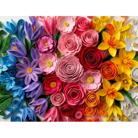 Springbok Quilled Flower Garden 500 Piece Jigsaw Puzzle for Adults - Poster Now Included
