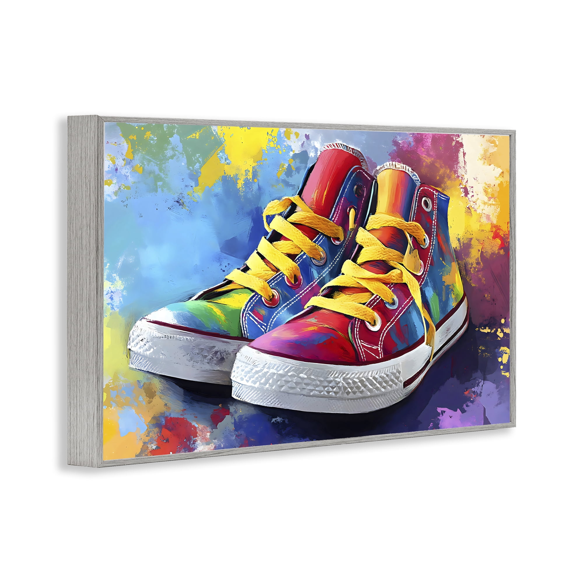 Stupell Industries High Tops with Yellow Laces Gray Framed Giclee Art, design by Creative Studio
