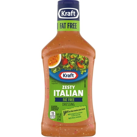 (3 Pack) Kraft Zesty Italian Fat-Free Dressing, 16 Fl Oz