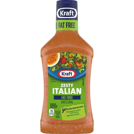 (3 Pack) Kraft Zesty Italian Fat-Free Dressing, 16 Fl Oz