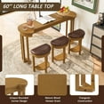thumbnail image 5 of FFZ 4 Pcs Solid Pine Wood Bar Set with Bar Table and 3 Bar Stools, Natural/Off-White, 5 of 10