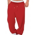thumbnail image 2 of Men's Casual Sweatpants Wide Leg Loose Drawstring Cotton Elastic Waist Long Pants for Women and Men with Pockets (2XL, Red), 2 of 6
