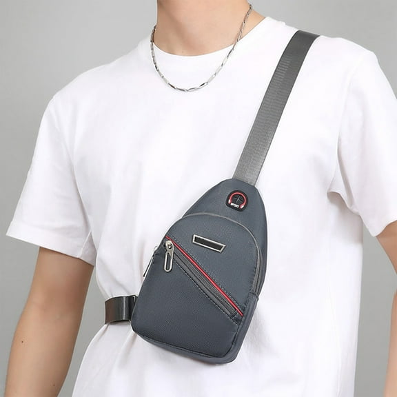 Men's Waterproof Crossbody Bag, Lightweight Multifunctional Chest Pack with Headphone Port, Ideal for Outdoor Sports or Daily Commute