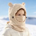 thumbnail image 5 of NOLDARES Kids Ski Mask for Boys Girls,Balaclava Fleece Winter Face Mask Hat for Kids Toddler, Warm Hood Neck Scarf(K109-Khaki), 5 of 9