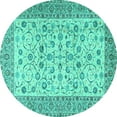 thumbnail image 1 of Ahgly Company Machine Washable Indoor Round Persian Turquoise Blue Traditional Area Rugs, 7' Round, 1 of 4