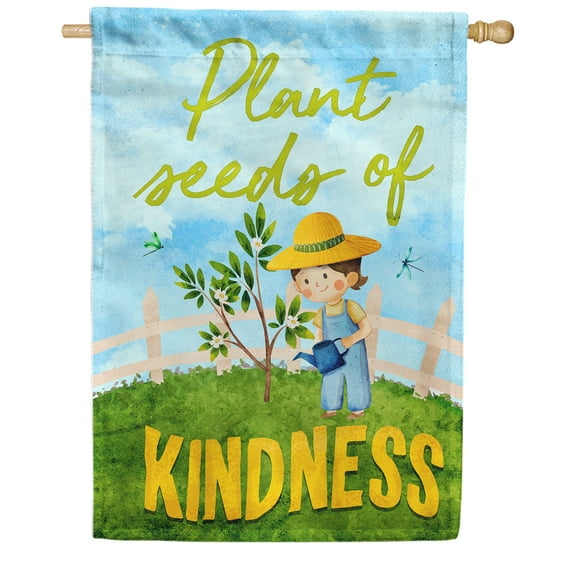 America Forever Plant Seeds of Kindness House Flag 28 x 40 inch Kindness Matters Floral Inspirational Motivational Quote Positive Vibes Spring Summer Double Sided Outdoor Yard Decorative Flag