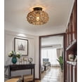 thumbnail image 6 of Q&S Coastal Rattan and Hemp Rope Weaving Pendant Light 1-Light Boho Semi Flush Mount Ceiling Fixture,Rustic Wicker Cage Design for Bedroom, Hallway, Entryway, Kitchen and Nursery, 6 of 8
