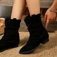 thumbnail image 7 of UngA Women Boots Stylish Comfortable Buckle Decor Suede Low Heel Zip Up Snow Boots for Warmth and Fashion Tall Design Shoes for Winter Outdoor Footwear Boots for Women Mid Calf Black,Size 8.5, 7 of 7