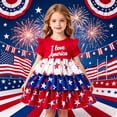 thumbnail image 2 of WEIWEN Toddler Baby Girl 4th of July Outfits Short Sleeve Layered Ruffle Red White and Blue Dress Dress Kids Girls Memorial Day Clothes Red, 18-24 Months, 2 of 7