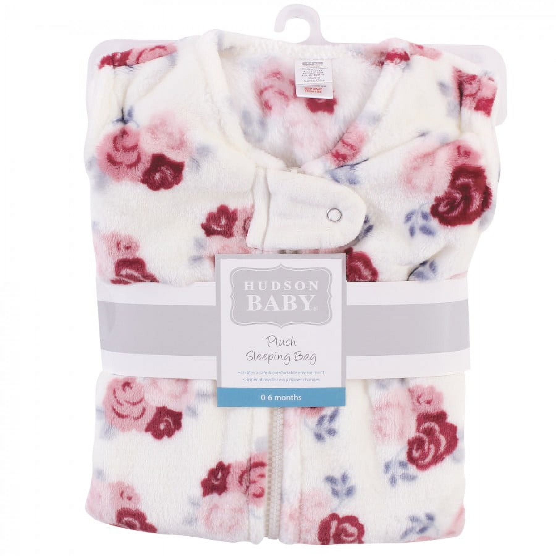 Hudson Baby Infant Girl Plush Sleeping Bag, Sack, Blanket, Pink Floral, 6-12 Months