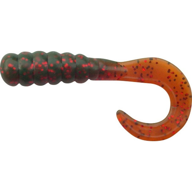 Big Hammer Perch Grub Universal Fishing Lure, Motor Oil Red, 1.75”, 25