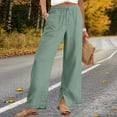 thumbnail image 2 of Wide Leg Pants Woman 2026 Summer High Waisted Drawstring Baggy Pants Work Casual Slit Hem Beach Trousers Fashion Trousers Sweatpants with Pockets OIOLOYJM Green 3XL, 2 of 5