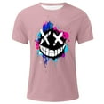 thumbnail image 3 of Men's Creepy Smile Crewneck T-Shirt Spooky Face Novelty Halloween Clothes Short Sleeve Scary Tee Tops, 3 of 3