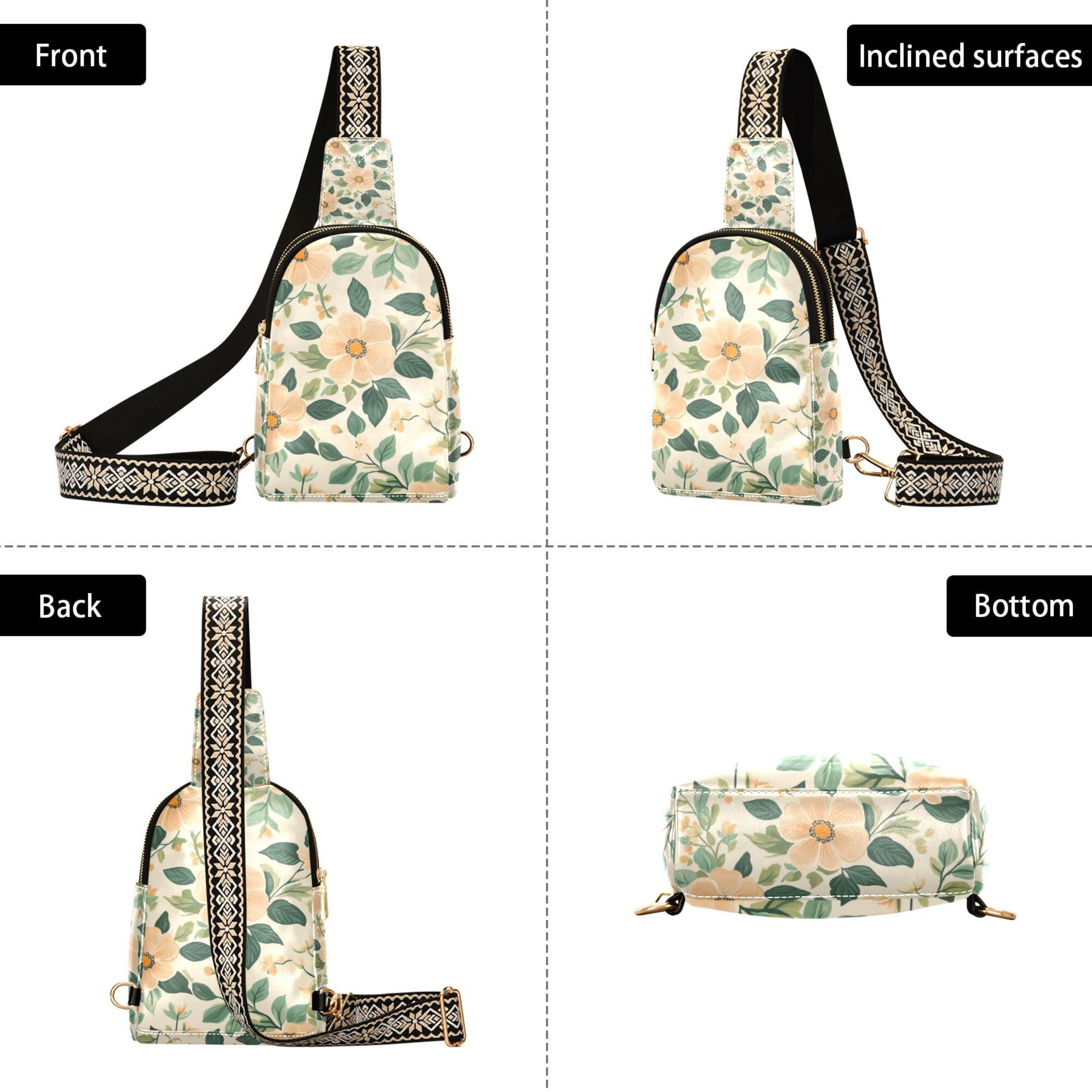 FORMRS Womens Crossbody Sling Bag Travel Daypack Shoulder Chest Backpack, Floral Design
