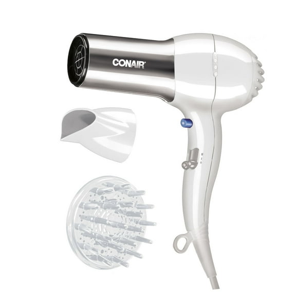 SÈCHE-CHEVEUX CONAIR®, 1875 WATT, GRANDE TAILLE, CÉRAMIQUE IONIQUE, CHROMÉ, BLANC