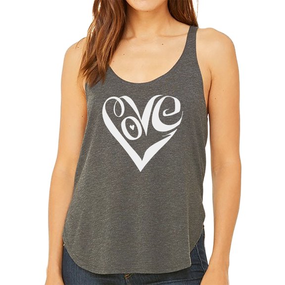 Women's Premium Word Art Flowy Tank Top - Script Love Heart