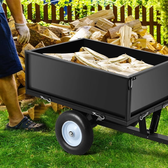 500LBS Heavy Duty Tow Behind ATV Trailer Dump Cart, Pull Behind Yard Wagon Cart with 2 Wheels, Lawn Mower Cart for Lawn Mower Tractor, ATV, UTV