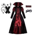 thumbnail image 3 of Vestido de Halloween de vampiro para niña, disfraz de novia fantasma gótica, disfraz de vampiro, princesa, reina, traje de carnaval, ropa negra y roja, 3 of 5