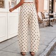 thumbnail image 5 of WGRFFH Polka Dot Pants for Women,Wide Leg Palazzo Pants,Casual Barrel Baggy Pants,Elastic High Waist Comfy Trousers with Pockets,Summer Boho Beach Pants,Lightweight Loose Ankle Pants Beige, 5 of 7