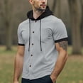 thumbnail image 2 of IhhxPro Men's Hooded Button-Up Tee with Pockets Stretchable Contrast Hoodie Shirt Casual Long Sleeve Cotton Slim Fit Layered Streetwear Top S-3XL, 2 of 8