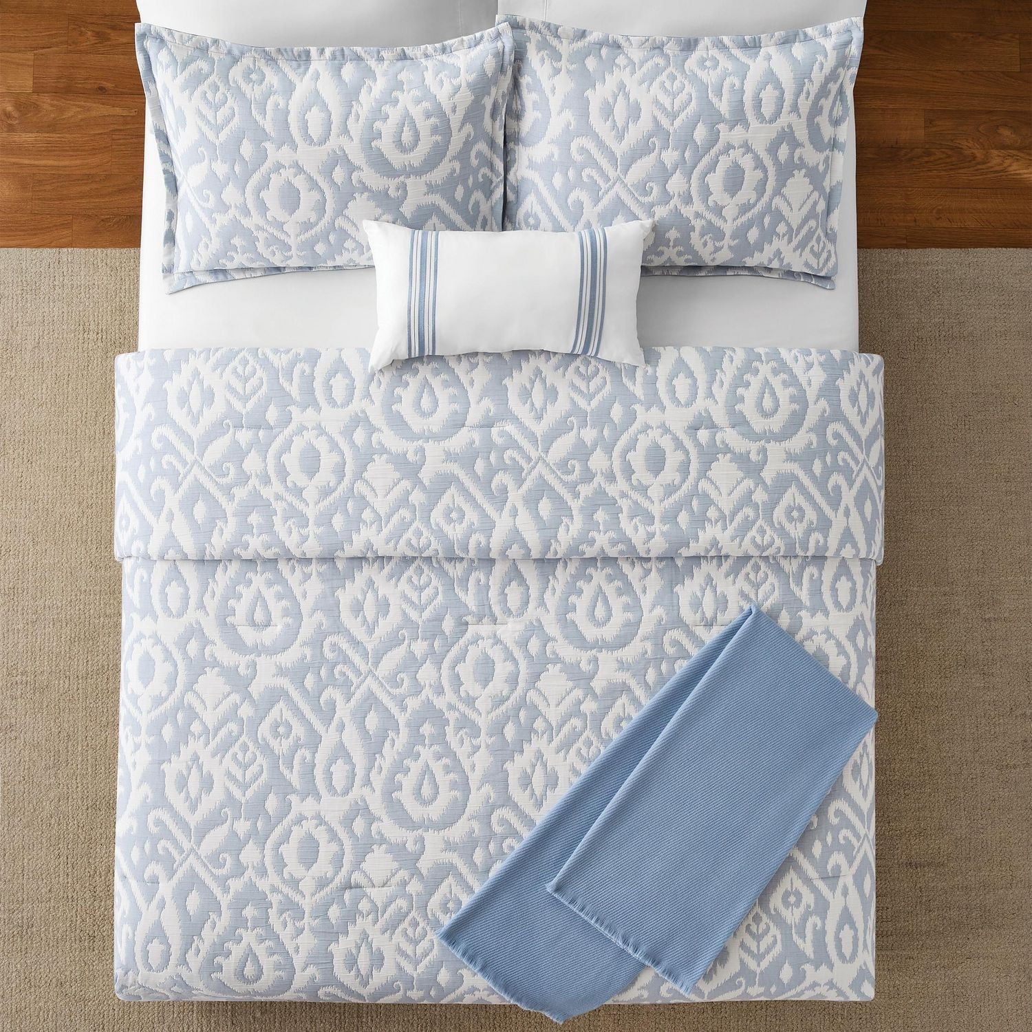 Ensemble d’édredon à motif ikat 5 pièces Mainstays, 2 places/grand Sac de rangement inclus