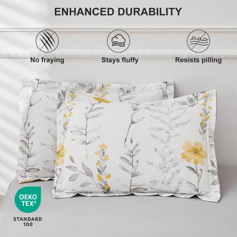 Jessy Home King Comforter Set 7 Pieces, Yellow Floral Bedding