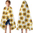thumbnail image 3 of White Small Sunflower Pattern Hooded Bath Towel，60"x35" for Ages 3 To 12 Kids, Quick Dry Lightweight Soft Microfiber Hood Beach Towel Cover Up for Kids, 3 of 7