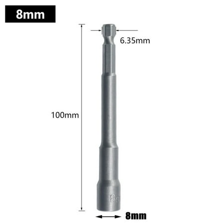

100mm Long 6mm-19mm Hexagon Nut Driver Drill Bit Socket Wrench Extension Sleeve