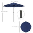 thumbnail image 3 of Outsunny 9ft Solar Patio Umbrella with LED Lights Tilt Canopy, Navy Blue, 3 of 10
