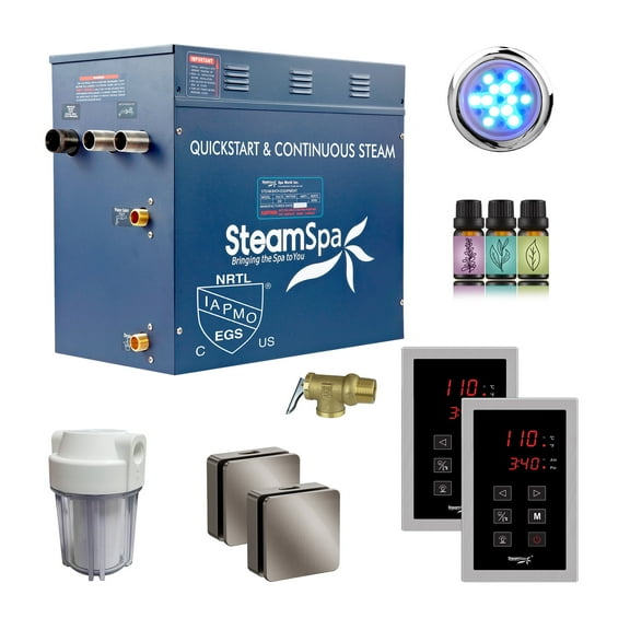 Royal Series 10500-Watts Steam Generator with Continuous Steam, Dual Easy Touch Control Pads, Filter in Brushed Nickel