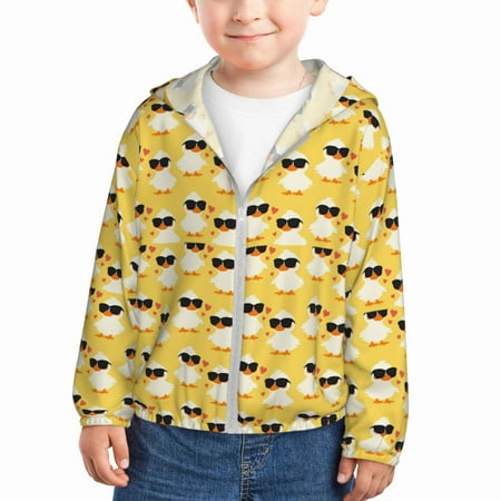 

Zeuib Cute Duck With Black Glasses Print Girls & Boys Sun Protection Hoodie with UPF 50+ Children’s Quick-Dry Jacket Perfect for Outdoor Activities-4 Years