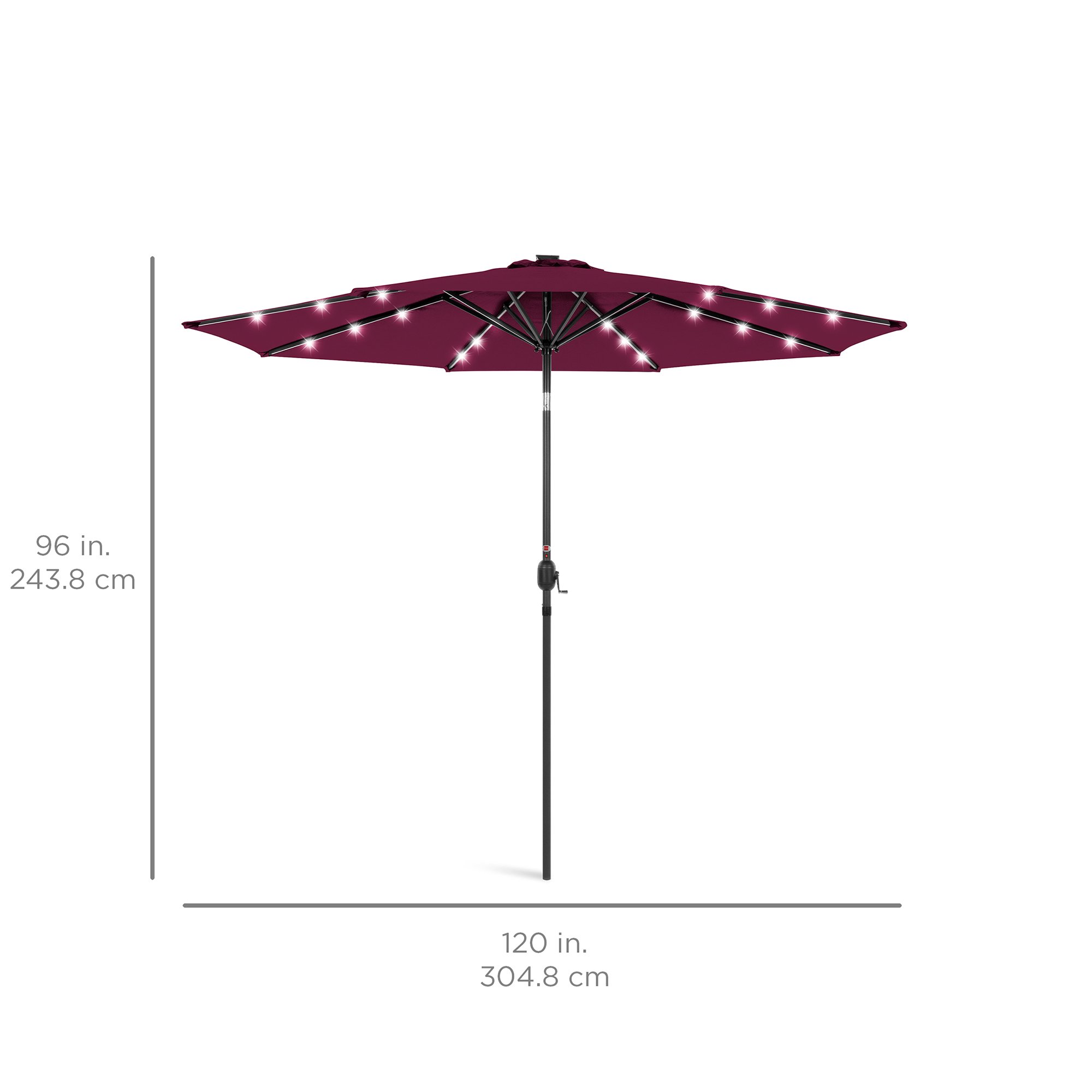 Best Choice Products 10ft Solar Led Lighted Patio Umbrella W Tilt Adjustment Fade Resistant Fabric Burgundy Walmart Com Walmart Com