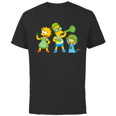 The Simpsons Lisa Bart and Maggie in Green St. Patrick's Day - Short Sleeve Cotton T-Shirt for Adults - Customized-Black