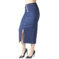 thumbnail image 2 of Fashion2Love Women's Juniors Long Pencil Stretch Denim Skirt, 2 of 10