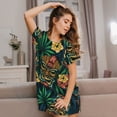thumbnail image 3 of Fotbe Tropical Tribe Mask Pattern Women's Cotton Nightgown Sleepwear Short Sleeves Shirt Casual Print Sleepdress, 3 of 6
