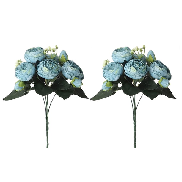 Flores artificiales Naiovety de 2 piezas ecológicas decoración azul